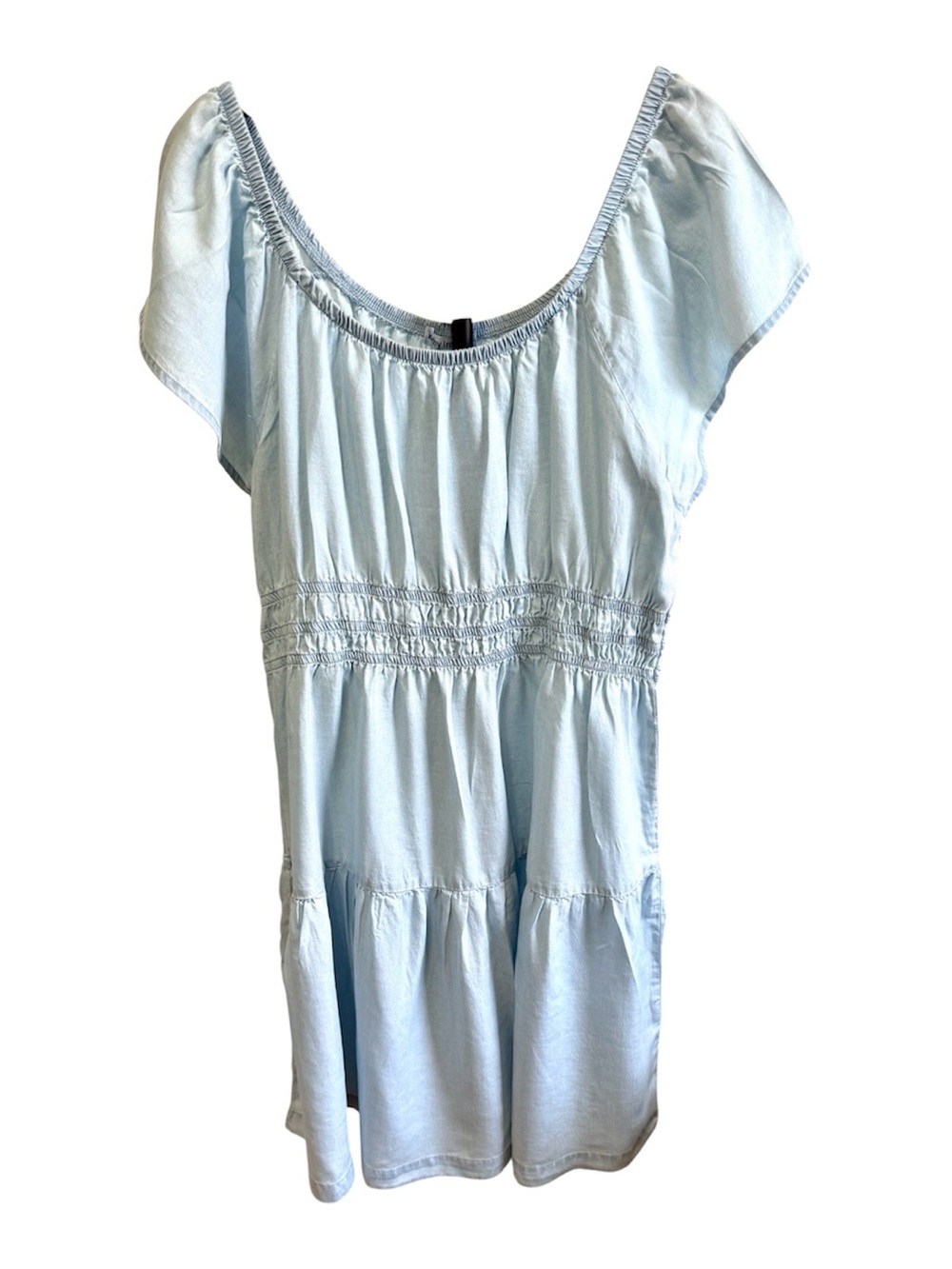 kathy ireland Pale Blue Smocked Waist Peasant Tunic Dress